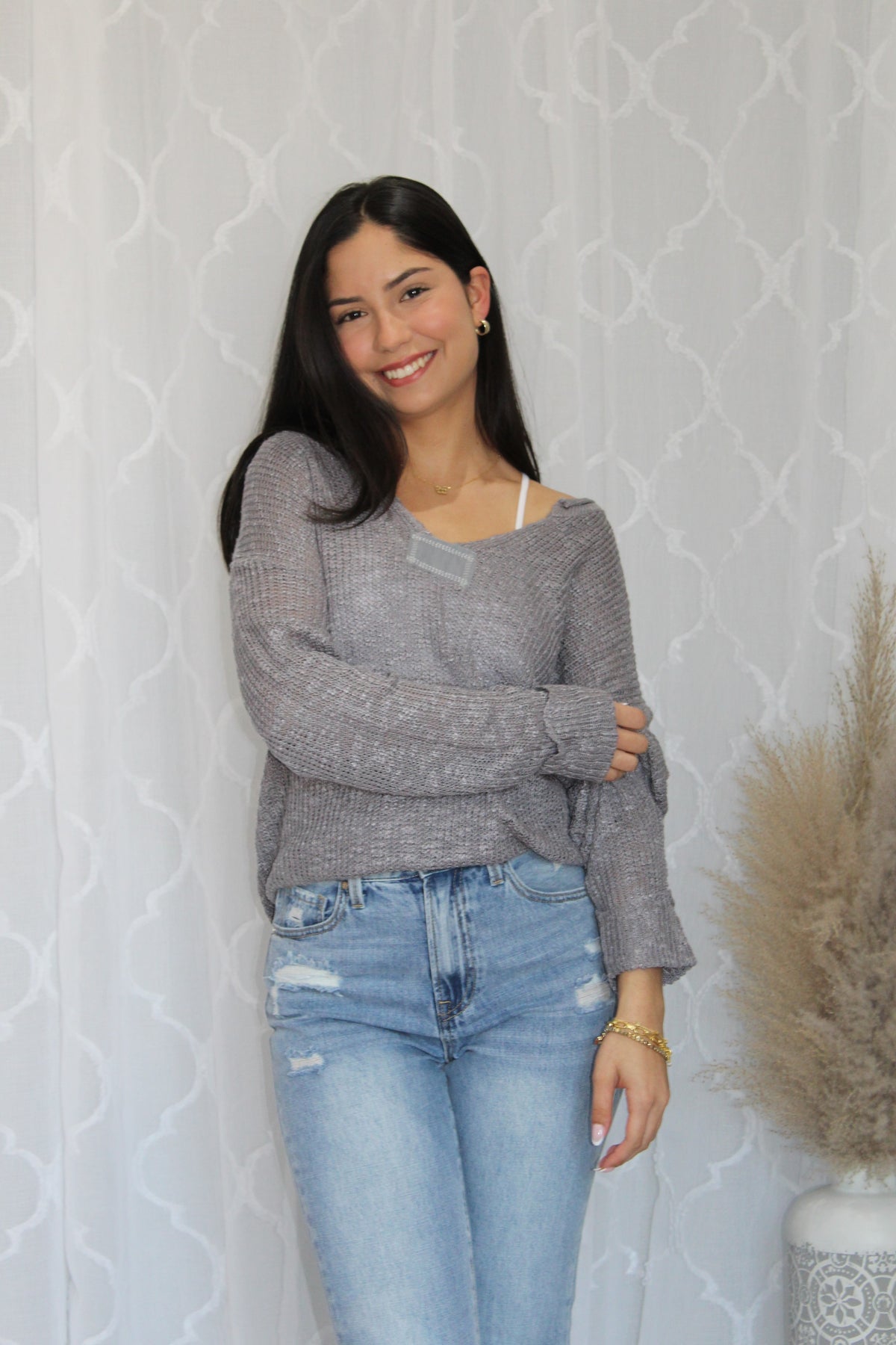 Oversized Grey Knit Sweater