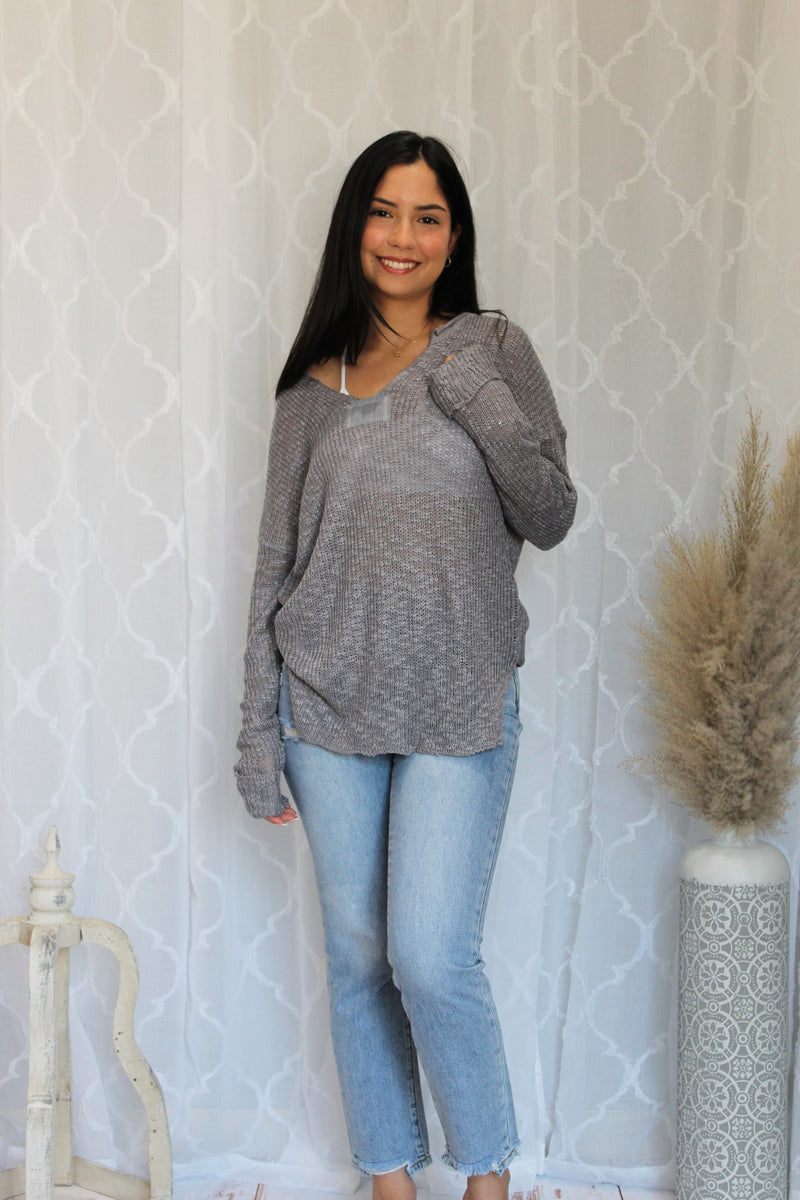 Oversized Grey Knit Sweater