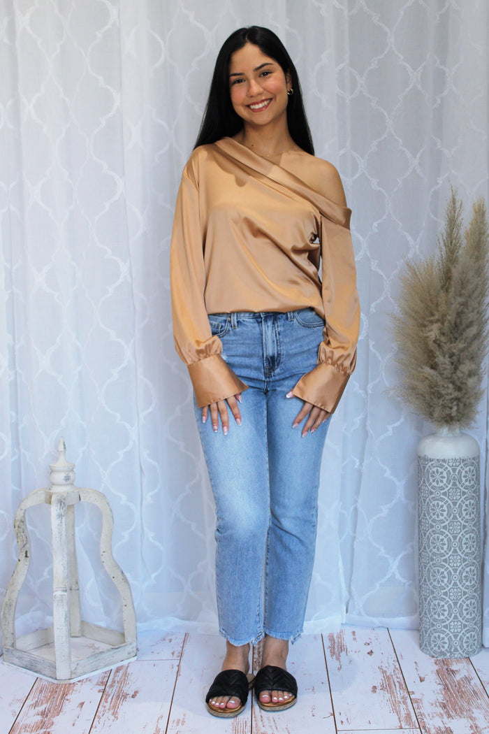 Champagne Off the Shoulder Blouse