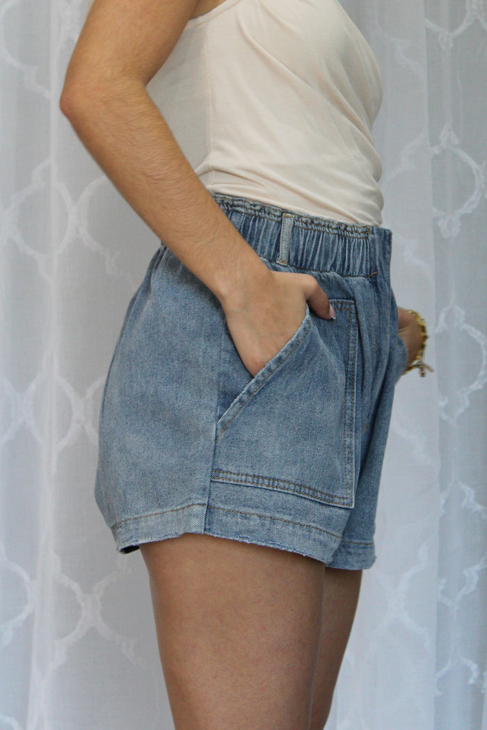 Denim Scrunge Waist Shorts