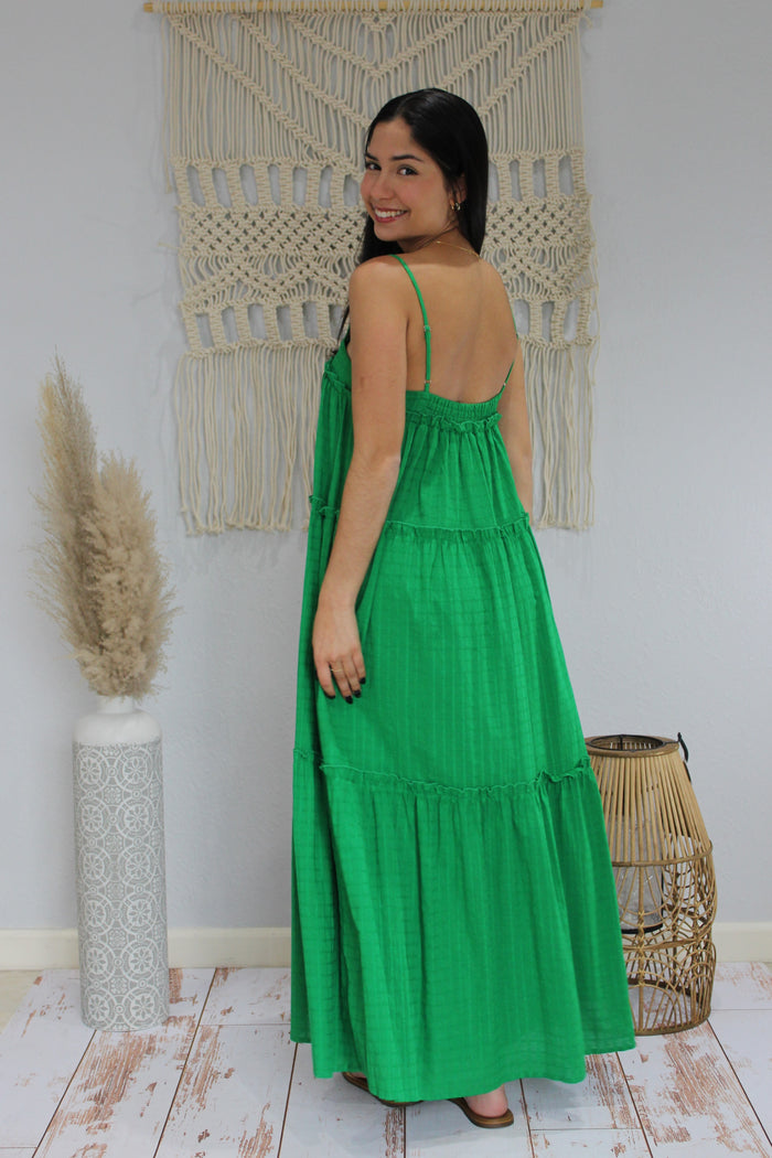 Green Tier Maxi Dress