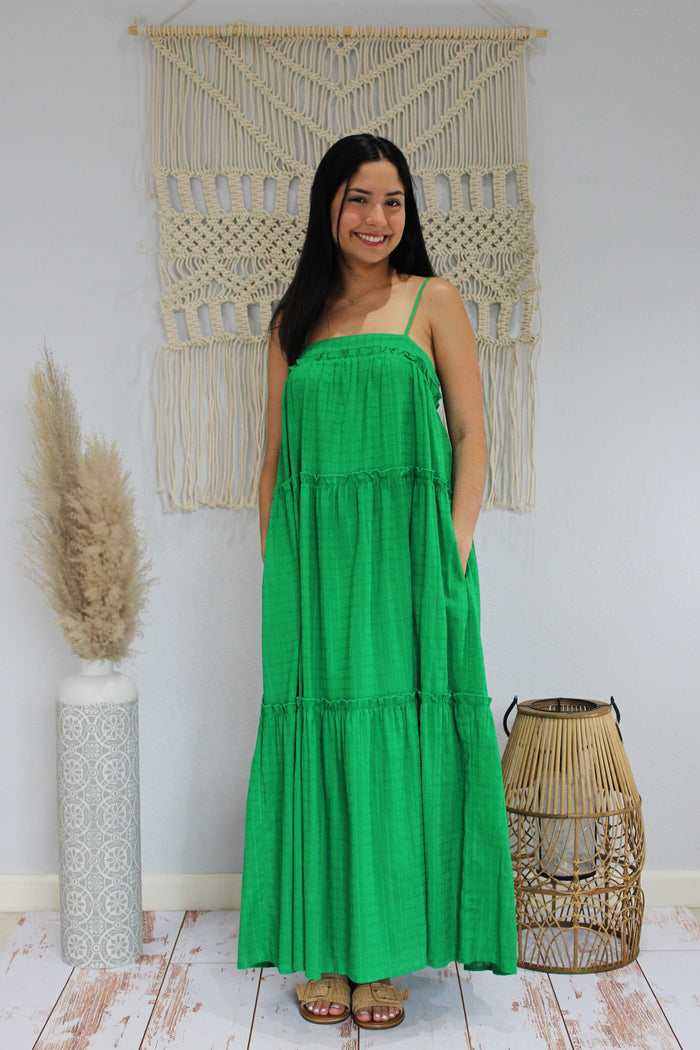 Green Tier Maxi Dress